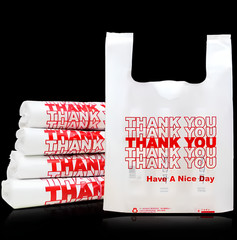 Thank You Bags, 1000 Pcs, White Plastic, 11.5X6.5×22 Shopping Bags