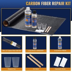 10FT Carbon Fiber Repair Kit 12in Fabric Cloth Roll Epoxy Resin Hardener DIY