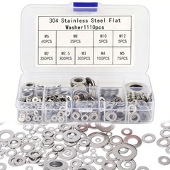 1110PCS Stainless Steel Washers Flat Washer Assortment Set Value Kit w/Case