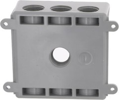 Two-Gang Weatherproof Box Seven 1/2 in. or 3/4 in. Threaded Outlets, 2 in, Gray
