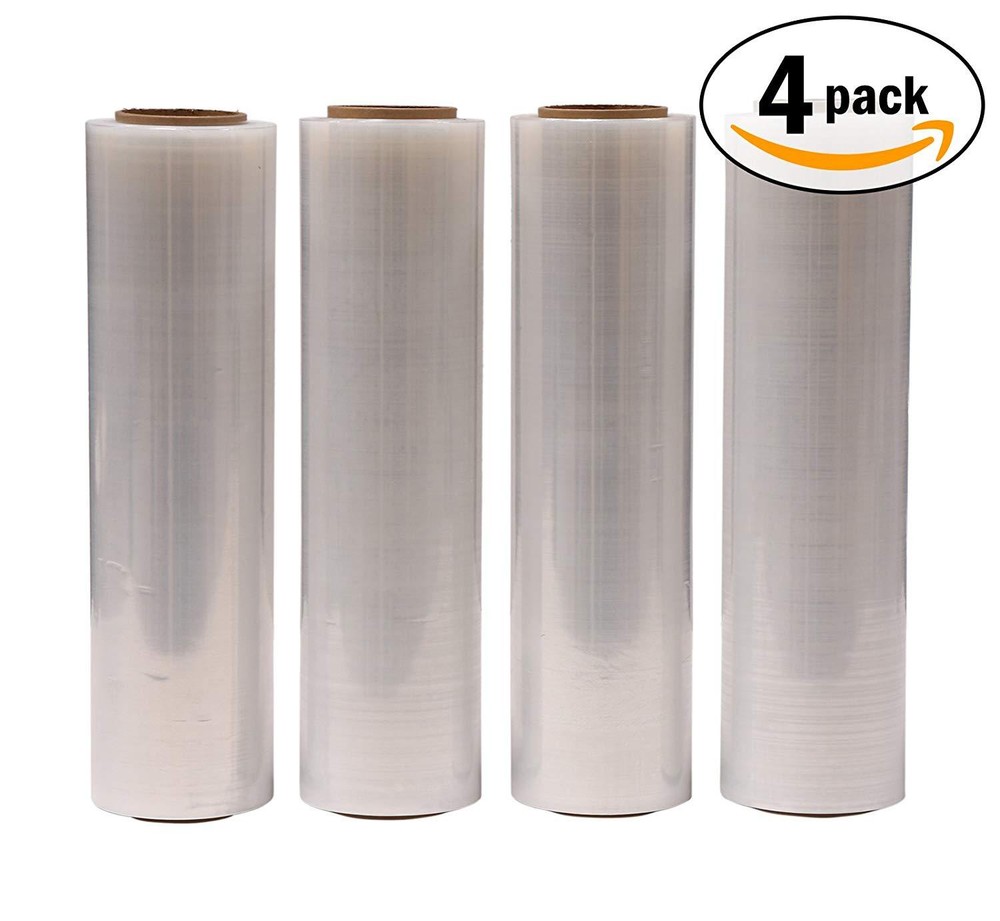 18″ x 1000FT 100 Gauge Pallet Wrap Stretch Film Shrink Hand Wrap 1000′ | 4 Rolls