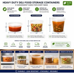 32 oz Heavy Duty Large Round Deli Food/Soup Plastic Containers w/ Lids BPA free