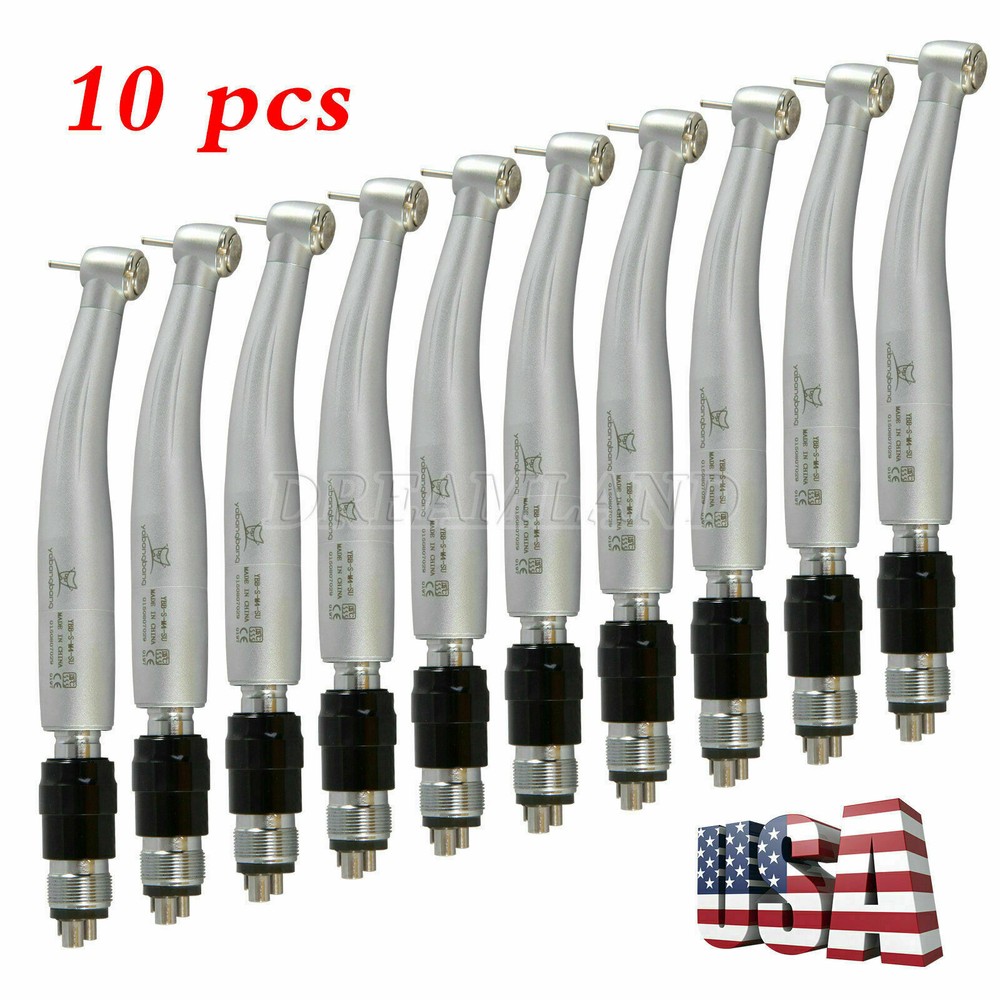 10*NSK Style Dental High Speed Turbine Handpiece Push Button+4Hole Coupler YBNK4