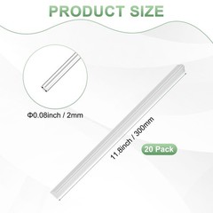 M METERXITY 20-Pack Acrylic Round Rods, 11.81 x 0.08 x Inch, Clear