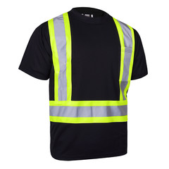 5 pack Hi Vis Black Shirt Reflective Safety Short Sleeve HIGH VISIBILITY