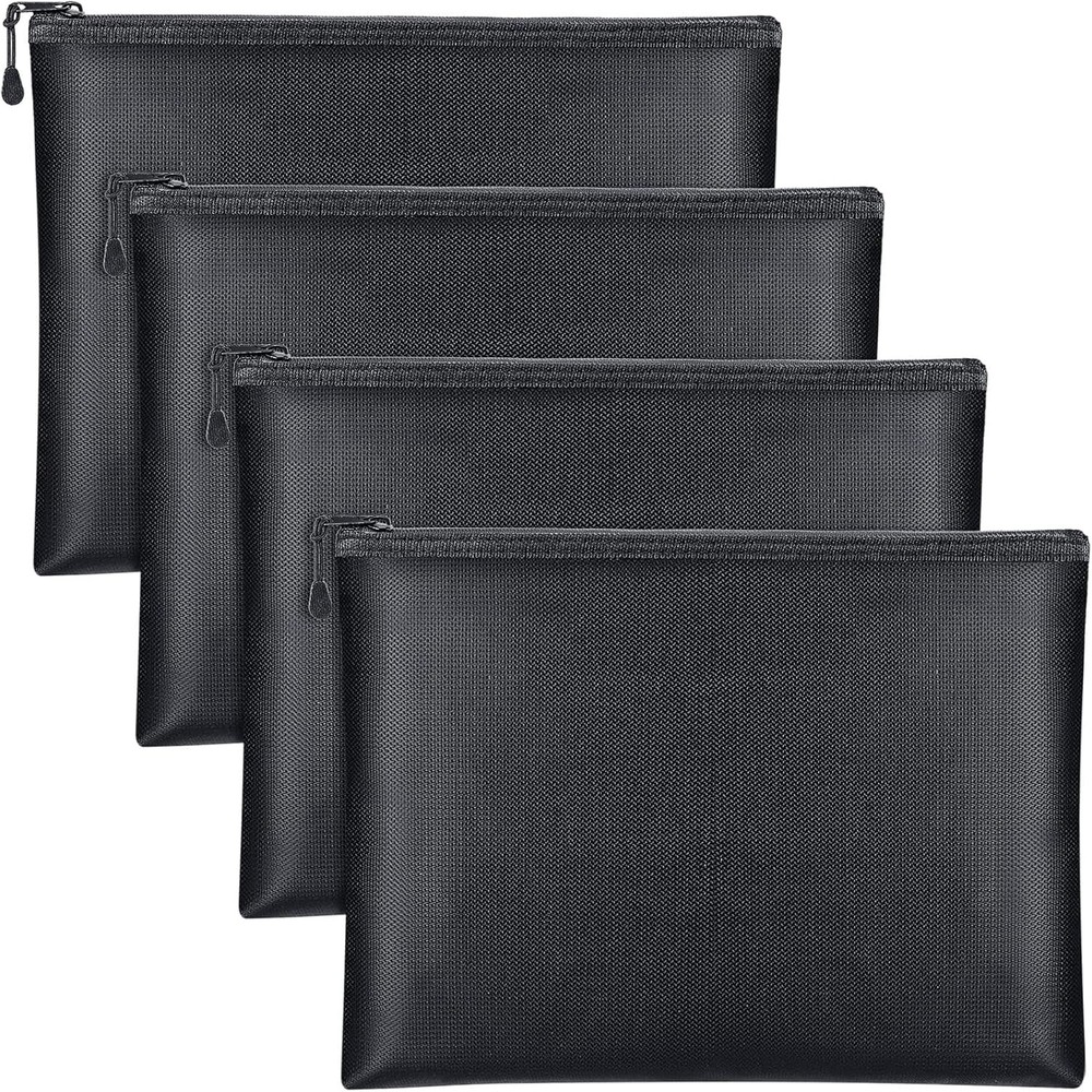 4 Pack Fireproof Document Bags 13″ x 10″ Waterproof and Fireproof Money Bag