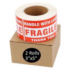 1000 Large 3″x5″ Handle with Care Thank You Fragile Shipping Labels Stickers