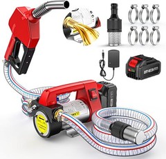 Cordless Electric Fuel Transfer Pump with Nozzle & Hoses Kit 12GPM 4.0Ah Battery