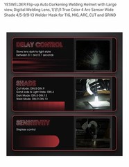 Yes Welder True Color Flip Up Design Auto Darken Welding Helmet/MaskDigital lens