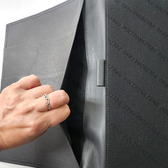 Poltrona Frau Leather Portfolio Dark Gray Snap Flap Close for 8.5 x 11 Notepad