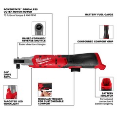 Milwaukee 3053-20 M12 FUEL 3/8 inch Ratchet Baretool NEW! Authorized USA Dealer
