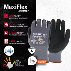 Maxiflex Ultimate Men’S Medium Gray Nitrile-Coated Outdoor and Work Gloves with
