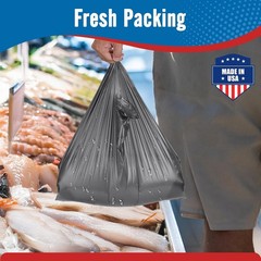 1000 Gray T-Shirt Bags 1/6 12″ x 6.5″ x 21″, Plastic Grocery Shopping Bags