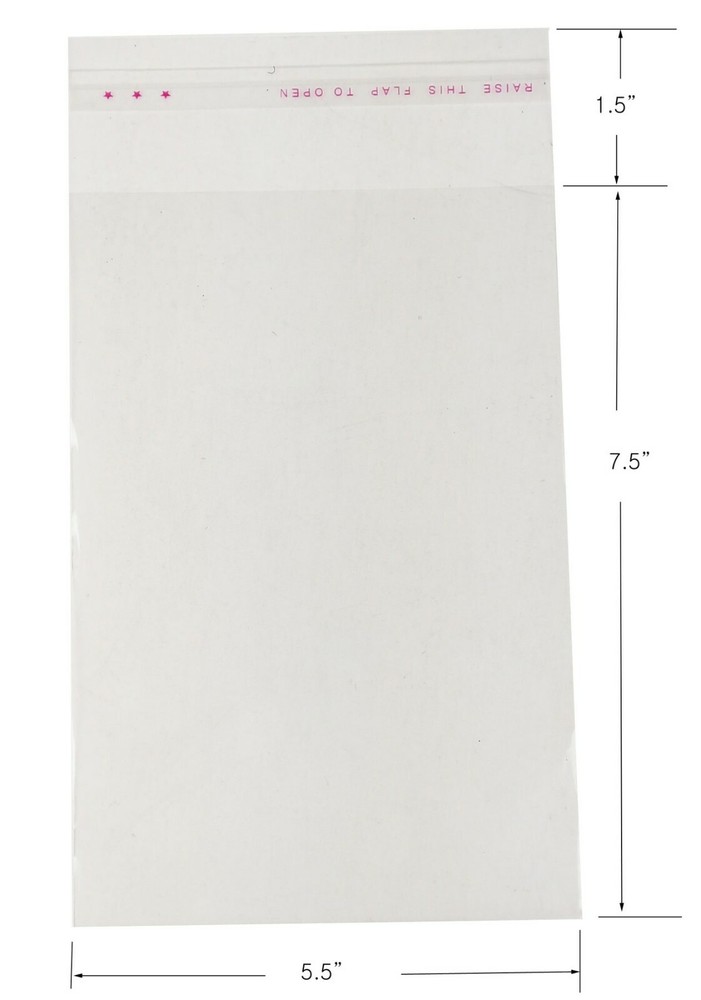 1000 pcs 5.5″x7.5″ Resealable Poly Bags Transparent OPP Bag Self Adhesive Seal