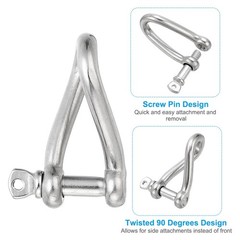 316 Stainless Steel Twist Shackle 1/2″ 12mm, 1543 Lbs Load Screw Pin Shackles…