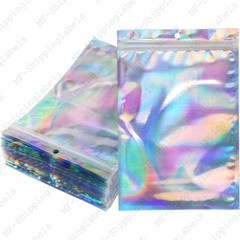Smell Proof Mylar Holographic Bags Foil Pouch Resealable Clear Zip Food Storage