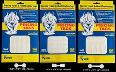 1000 Rhino Tyvek White Adhesive Dumbbell Jewelry Labeling Price Tags – 3 Styles