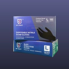 GP CRAFT Nitrile Gloves, 5 Mils, Medical, Fentanyl Resistant, Black,Case of 1000