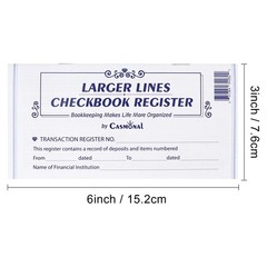 Larger Lines 20 Pack Checkbook Register, Check Registers for Personal Use, Blank