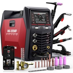 9-in-1 MIG205MP Multi-Process Welder 120/240V+110pcs Plasma Cutting Consumables
