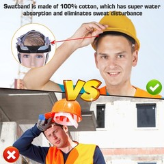 4 Pack Hard Hat Sweatband Flame Retardant Cotton Washable Reusable Liner for…