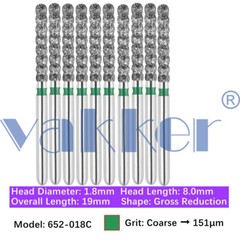 10Burs/pk Dental Diamond Burs FG Round End Taper Pear Coarse / Super Coarse Grit