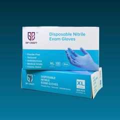 GP CRAFT Disposable Nitrile Exam Gloves, 4 Mil, Blue, Chemo Rated, Case of 1000