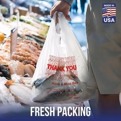 Thank You Plastic T-Shirt Bags 11.5×6.5×21 for Grocery Retail Shopping 100 pack