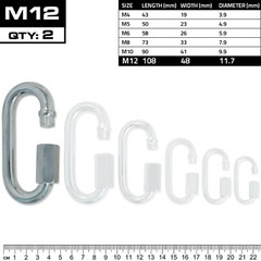 MEISTER QUICK LINK SCREWLOCK CARABINERS – M12 x 2 PACK – Galvanized Steel Clips