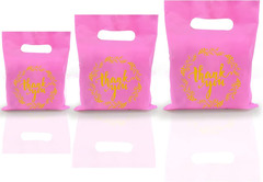 TOSPARTY 100 PCS 3 Sizes Thank You Plastic Merchandise Bags Shopping Bag with Ha