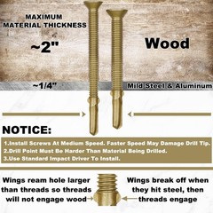 100 Pcs #14 x 3-1/4″ Trailer Deck Screws, Bulk Self Tapping, Wood to Metal, Star