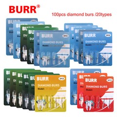 100pcs Dental Diamond Burs for High Speed Handpiece Medium Friction Grip FG1.6mm
