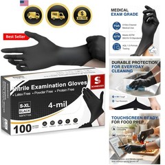 Nitrile Exam Gloves, 4 Mil Black Gloves Disposable Latex Free Powder Free, Fo…