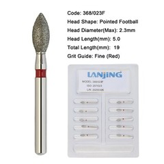 Dental Diamond Burs FG 368/023F Egg Football Fine Grit High Speed Friction Grip