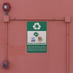Vertical Vinyl Stickers Paper & Cardboard Please Recycle Security Sign Facility