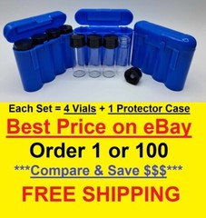 4x 1oz Gold Vials & Storage Carry Case Dredge Panning Mining Prospect BLUE 001
