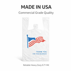 Bags 1/6 21 x 6.5 x 11.5 Heavy Duty .71 Mil White American Flag T-Shirt Plastic