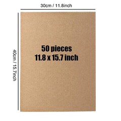 50 PCS 11.8 x 15.7 Inch Brown Corrugated Cardboard Sheets Single Wall Cardboa…