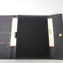 Poltrona Frau Leather Portfolio Dark Gray Snap Flap Close for 8.5 x 11 Notepad