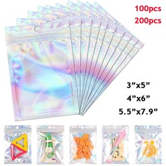 Holographic Mylar Bags Smell Proof Food Storage Resealable Ziplock Foil Pouch