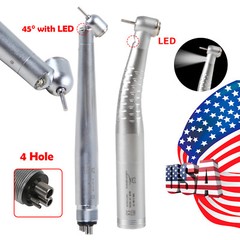 Dental 45° Angle/Standard Head LED E-generator / Fiber Optic Handpiece 4H 6Pin