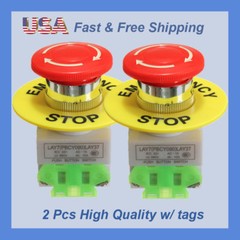 2 Pcs x Red Mushroom Emergency Stop Push Button Switch NO + NC 22mm CNC Gecko