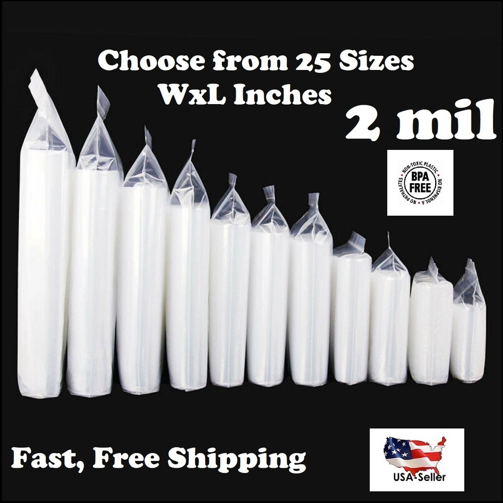 Clear Reclosable Zip Seal 2-Mil Plastic Bags Jewelry Storage Top Lock Baggies