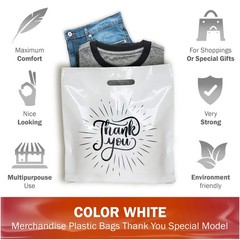 100 Pack White Thank You Extra Large Merchandise Plastic Shopping Bags 20″ x …