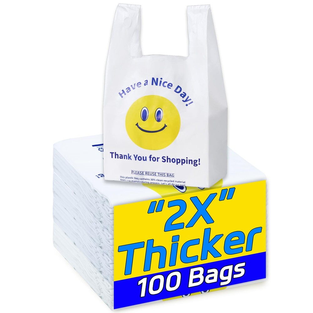 YovhVon 0.8Mil(20 Microns), 100 Count, Plastic Bags with 1/6 Barrel, White