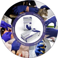 AMMEX Indigo Nitrile Disposable Exam/Medical Gloves 3 Mil Latex-Free, Box of 100