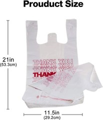 Plastic bags with handles，thank you bags，Measures 11.5″ X 6.25″ X 21″, 15mic,…