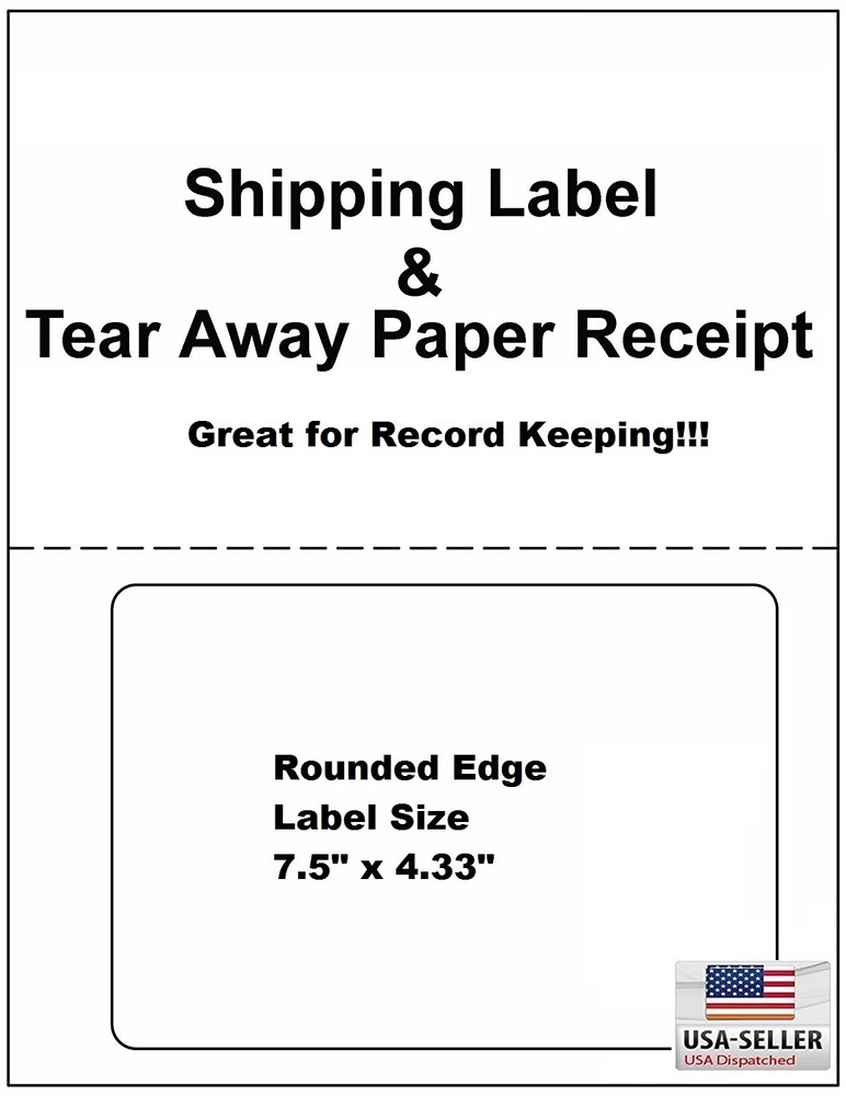 1000 Laser /Ink Jet Labels Click-N-Ship with Tear Off Receipt -Perfect for USPS!