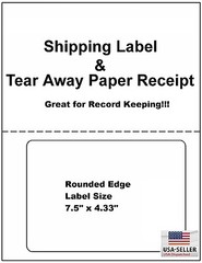 1000 Laser /Ink Jet Labels Click-N-Ship with Tear Off Receipt -Perfect for USPS!