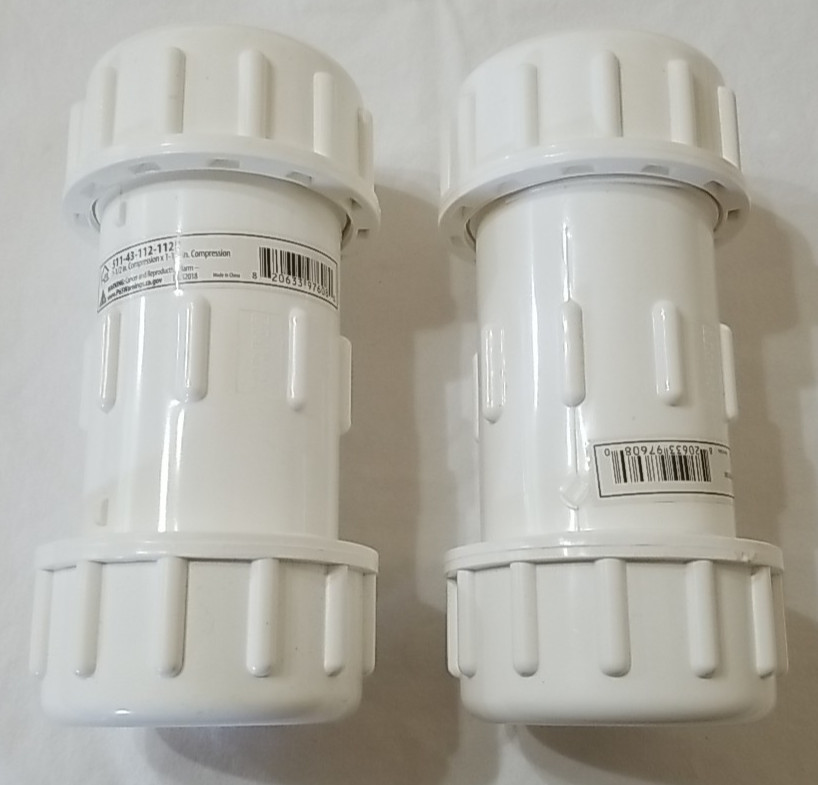 2 HomeWerks 1-1/2″ x 1-1/2″ Dia. Compression Fitting PVC Compression Coupling